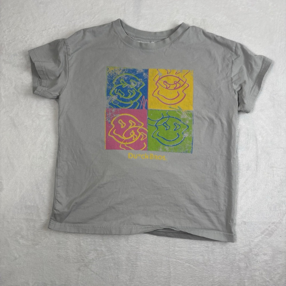 Dutch Bros Coffee Grey Short‎ Sleeve Graphic Shirt Women's Medium